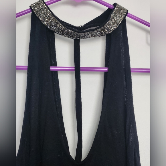 Express Black Tank with sparkle neckline detail, Small - Picture 2 of 7